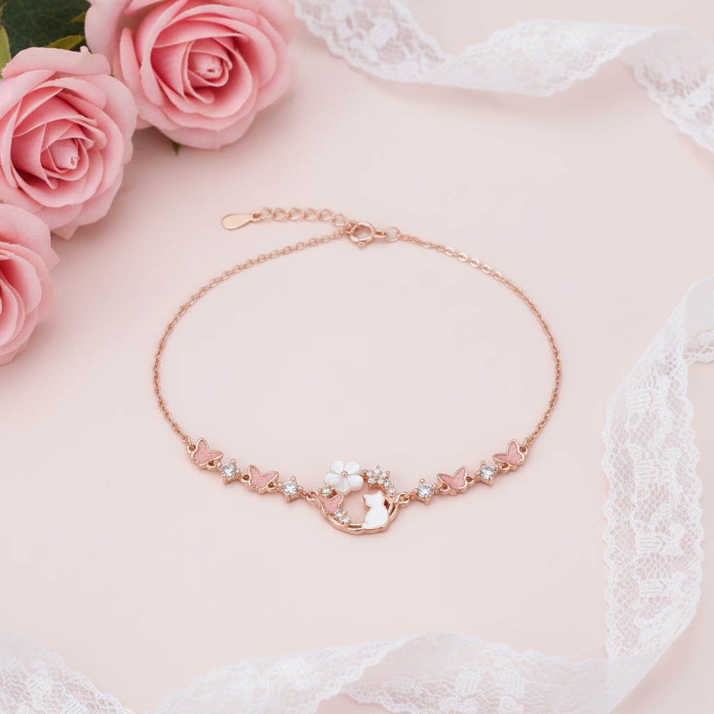 The Blossom Kitten Bracelet — Blush Petal