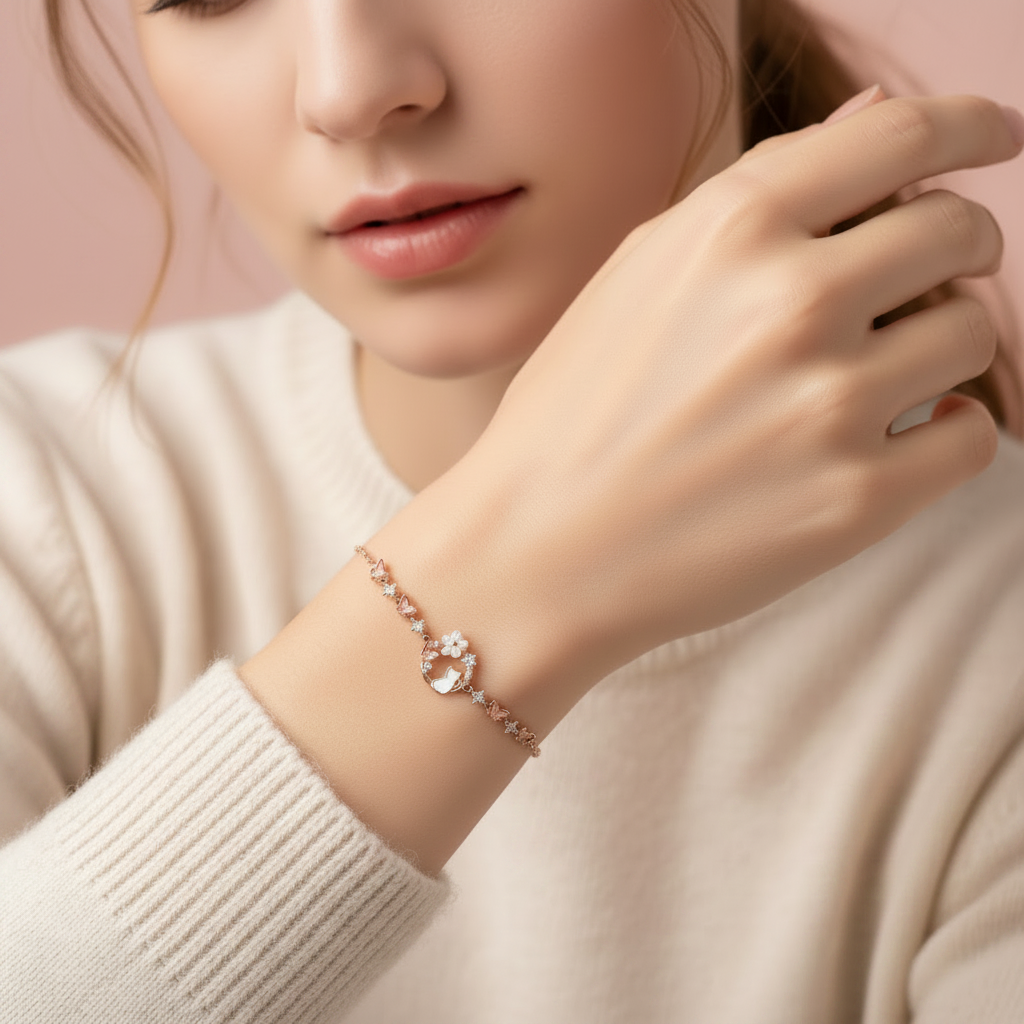 The Blossom Kitten Bracelet — Blush Petal