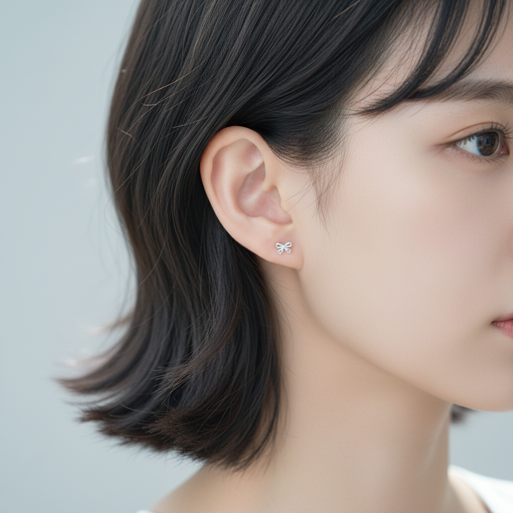 The Lace Bow Earrings — S999 Silver