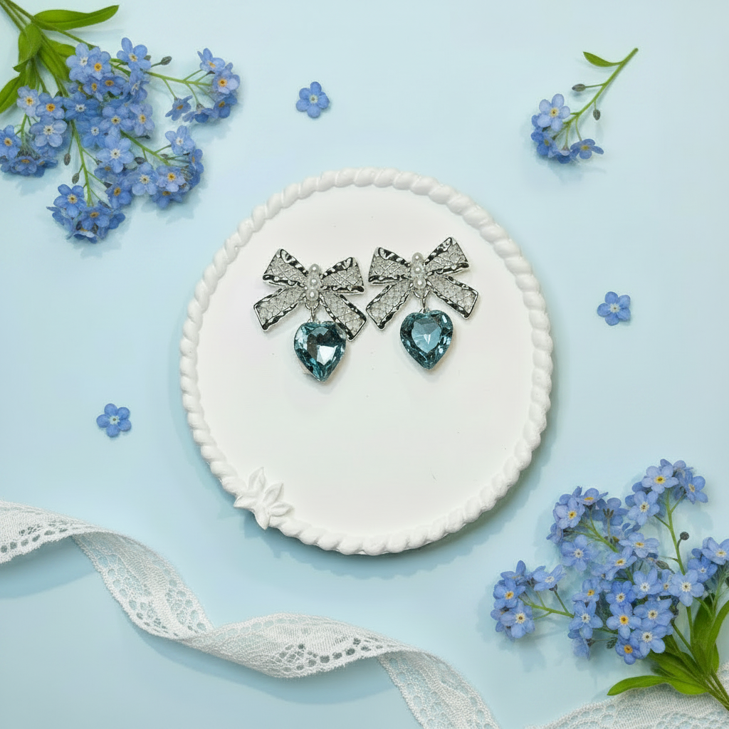 The Laceheart Earrings — Sky Mist